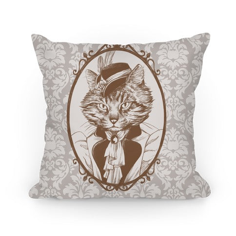 Victorian Portrait of Cat Lady Pillow